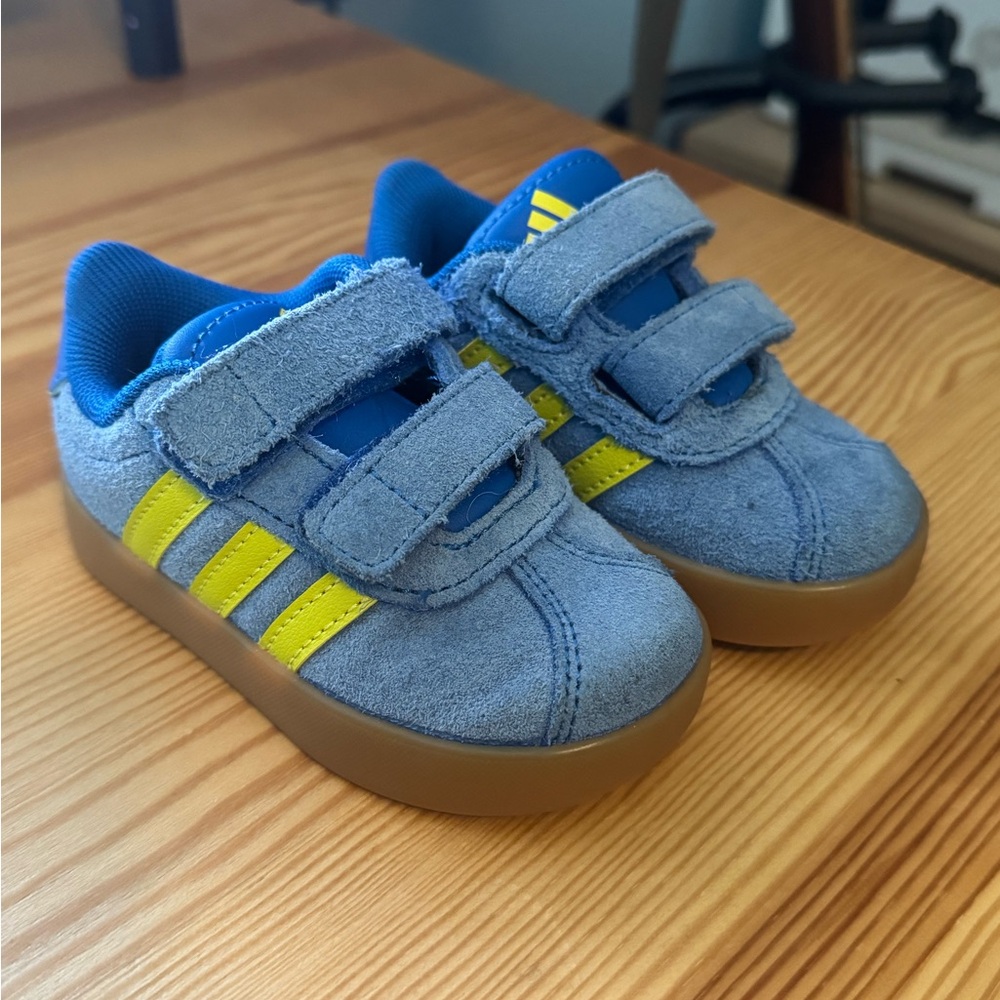Kids Blue and Yellow Velcro Sneakers